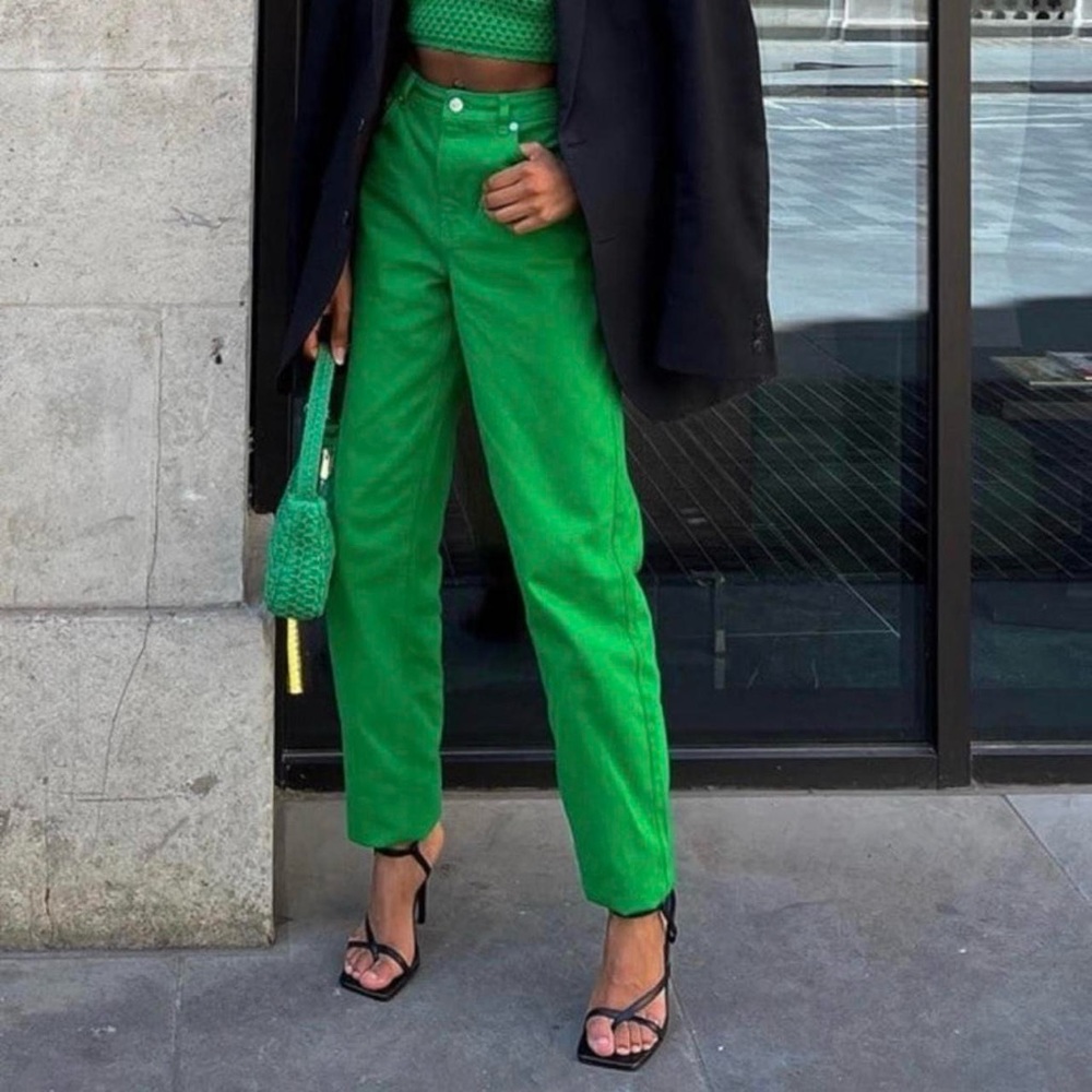 NWT NA-KD Fashion Green straight leg denim
